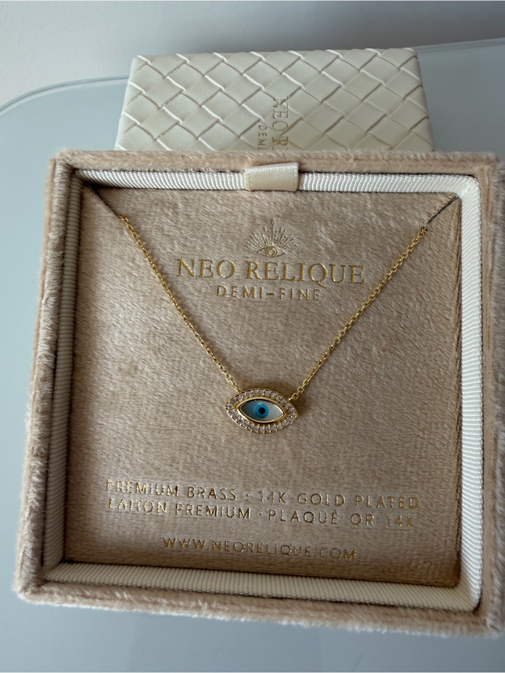 Gold Evil Eye pendant Necklace with Blue Center